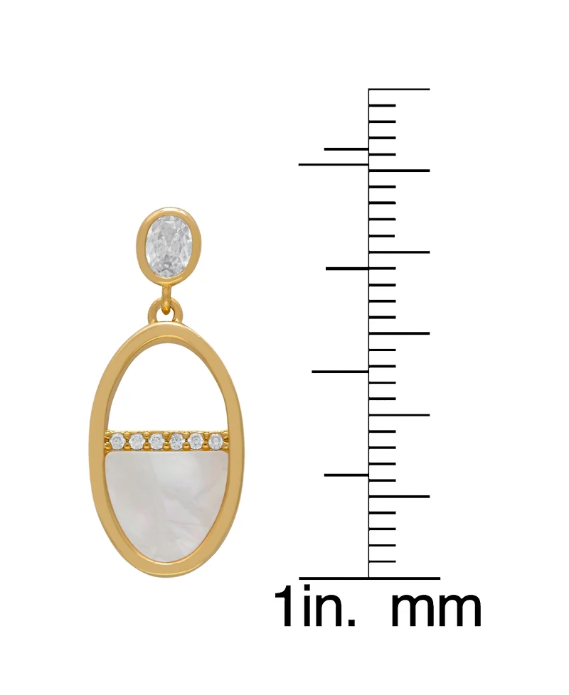 Macy's Mother of Pearl and Cubic Zirconia Oval Drop Earrings