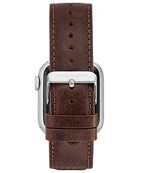 Vince Camuto Men's Brown Stitched Pattern Premium Leather Band Compatible with 42/44/45/Ultra/Ultra 2 Apple Watch
