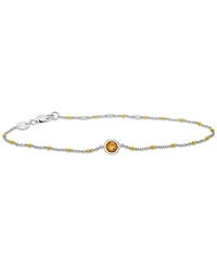Aquamarine (1/5 ct. t.w.) & Enamel Bead Link Bracelet Sterling Silver (Also Additional Gemstones)