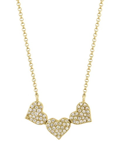 Effy Diamond Pave Triple Heart Pendant Necklace (1/4 ct. t.w.) 14k Gold, White Gold & Rose or