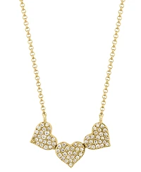 Effy Diamond Pave Triple Heart Pendant Necklace (1/4 ct. t.w.) 14k Gold, White Gold & Rose or