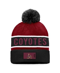 Men's Fanatics Black, Garnet Arizona Coyotes Authentic Pro Rink Cuffed Knit Hat with Pom