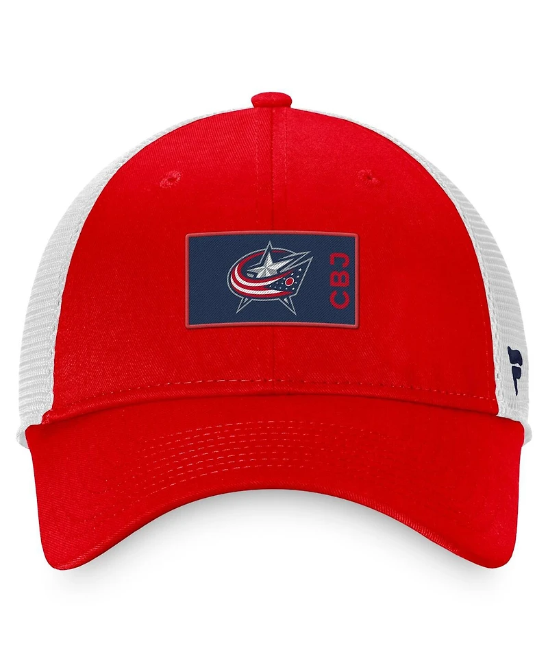 Men's Fanatics Red, White Columbus Blue Jackets Authentic Pro Rink Trucker Snapback Hat