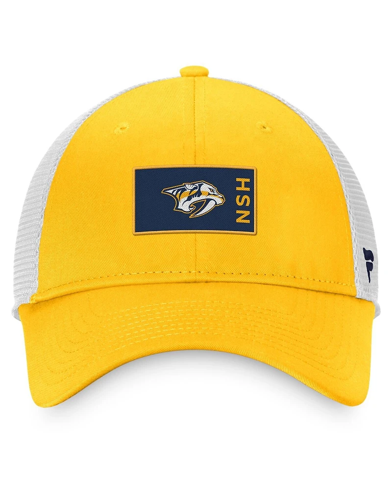 Men's Fanatics Gold, White Nashville Predators Authentic Pro Rink Trucker Snapback Hat