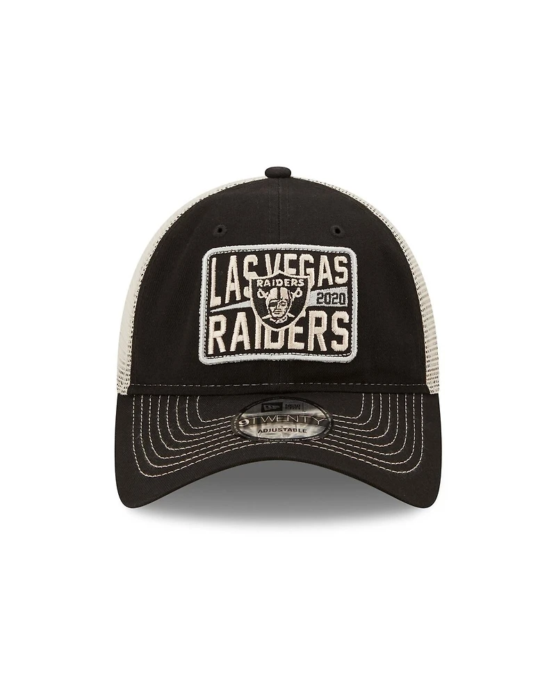 Men's New Era Black and Natural Las Vegas Raiders Devoted Trucker 9TWENTY Snapback Hat