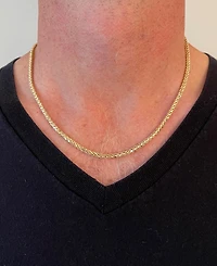 Polished Square Wheat 20" Chain Necklace (3mm) in 14k Gold