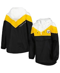 Women's Tommy Hilfiger White, Gold Pittsburgh Steelers Staci Half-Zip Hoodie Windbreaker Jacket