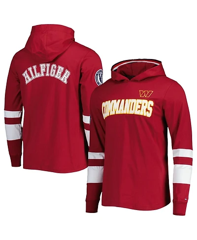 Men's Tommy Hilfiger Burgundy, White Washington Commanders Alex Long Sleeve Hoodie T-shirt