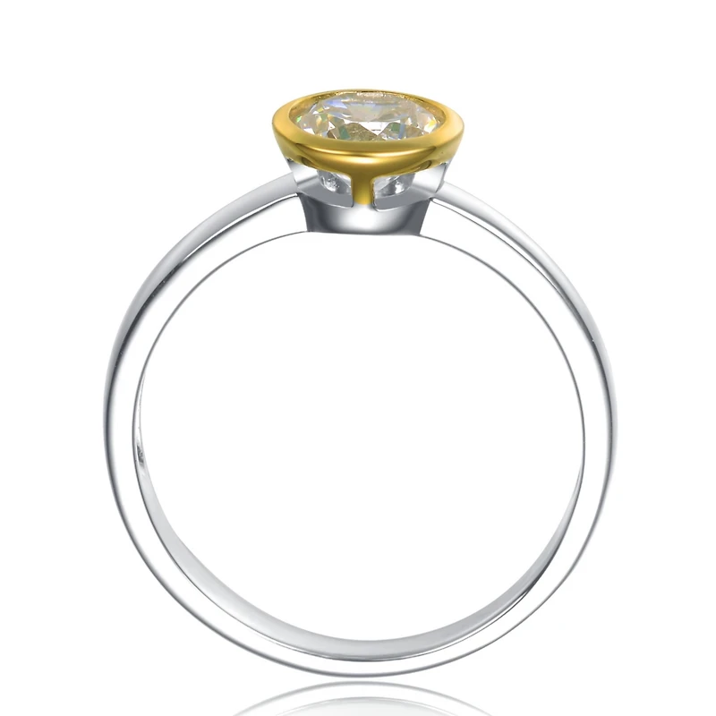 Circular Shaped Design 18K Rose Gold Plated Sterling Silver Clear Cubic Zirconia Ring