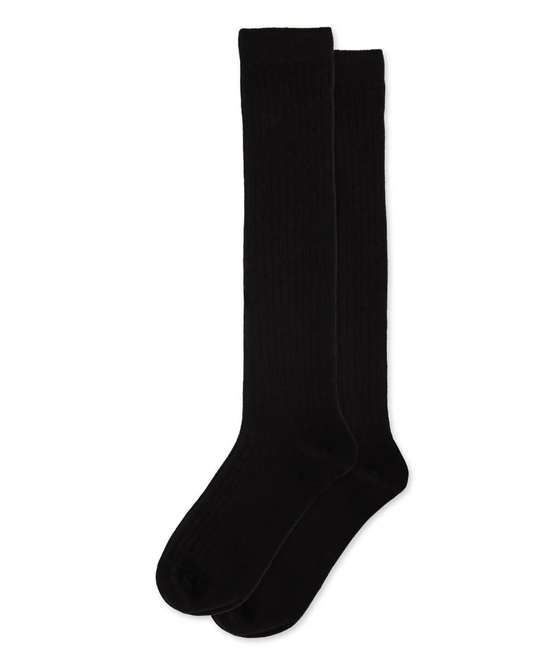 MeMoi Girls Ribbed Cotton Blend Knee High Socks