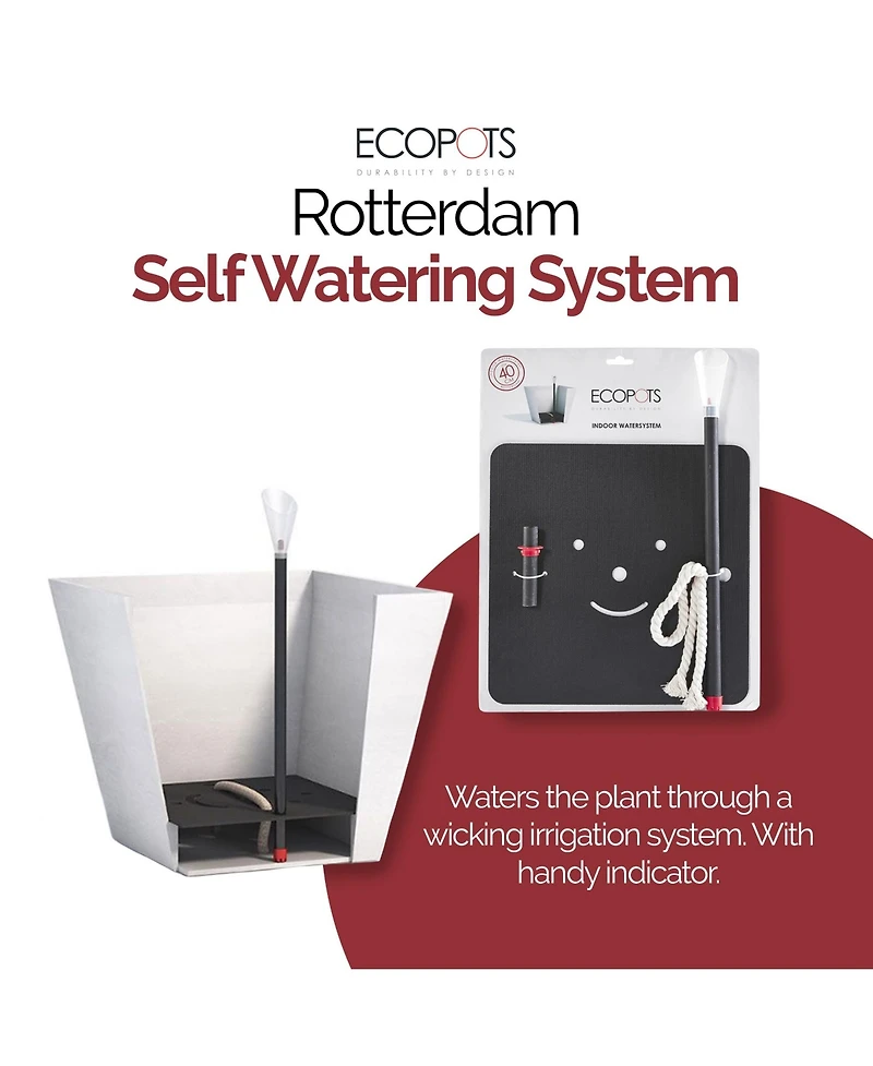 Ecopots Rotterdam Square Indoor Plant Self Watering System, For Rotterdam 15.75 Planter"