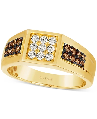 Le Vian Chocolatier Men's Chocolate Diamond (1/3 ct. t.w.) & Vanilla Diamond (1/3 ct. t.w.) Cluster Ring in 14k Gold