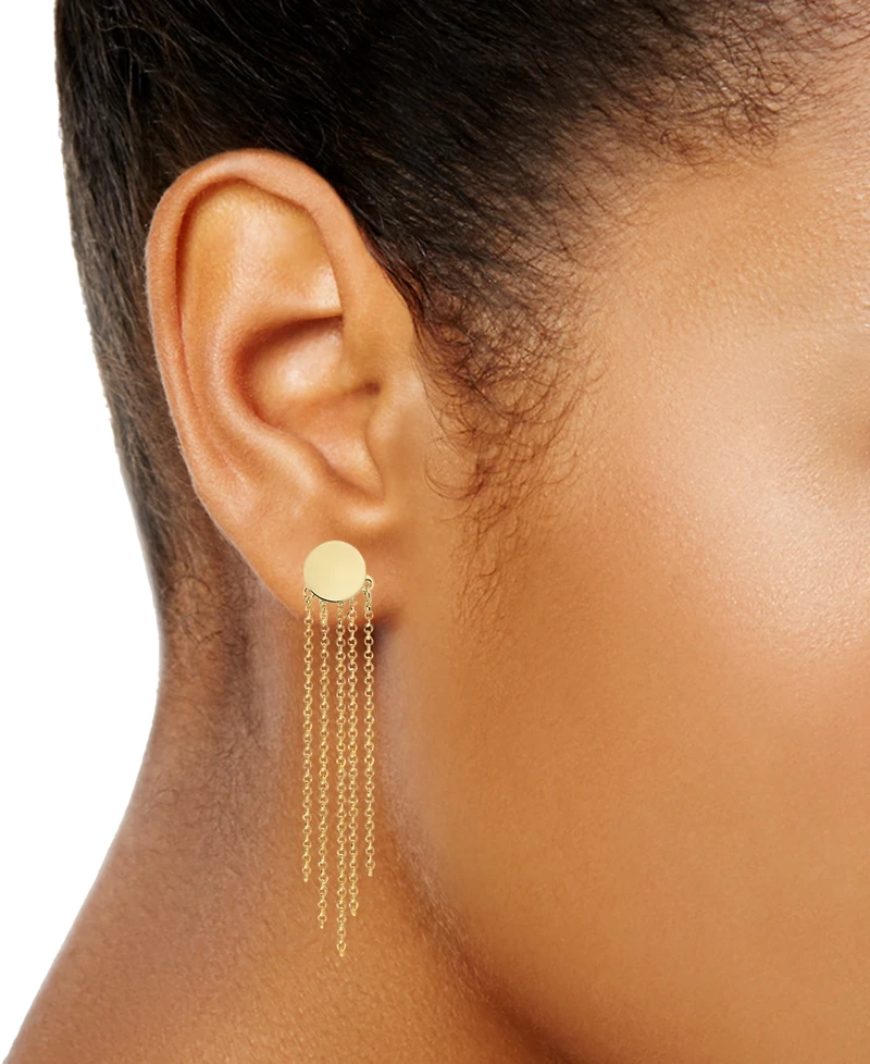 Multi-Chain Disc Front to Back Drop Earrings in 10k Gold