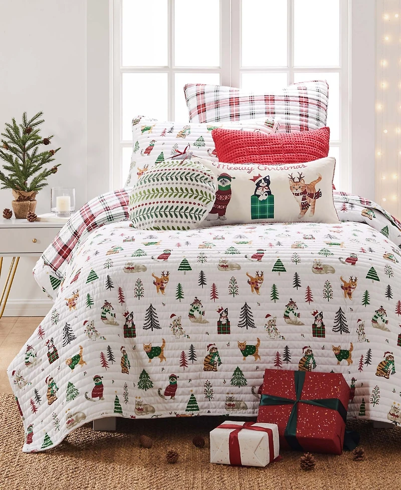 Levtex Meowy Christmas Reversible 3-Pc. Quilt Set