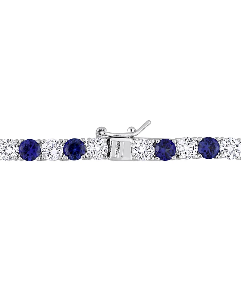 2-Pc. Set Lab-Grown Blue Sapphire (23-3/4 ct. t.w.) & White (23-3/8 Collar Necklace Bracelet Sterling Silver (Also i