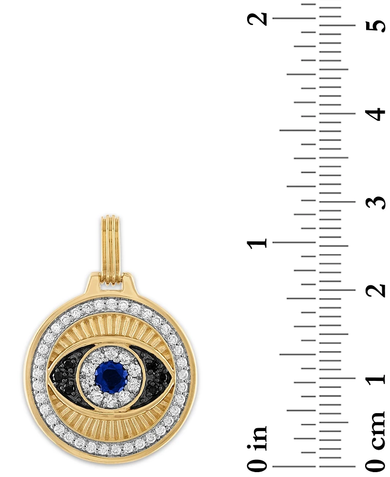 Esquire Men's Jewelry Cubic Zirconia Evil Eye Pendant in 14k Gold-Plated Sterling Silver, Created for Macy's
