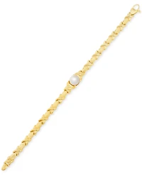 Cultured Freshwater Pearl (9mm) Link Bracelet in 14k Gold-Plated Sterling Silver