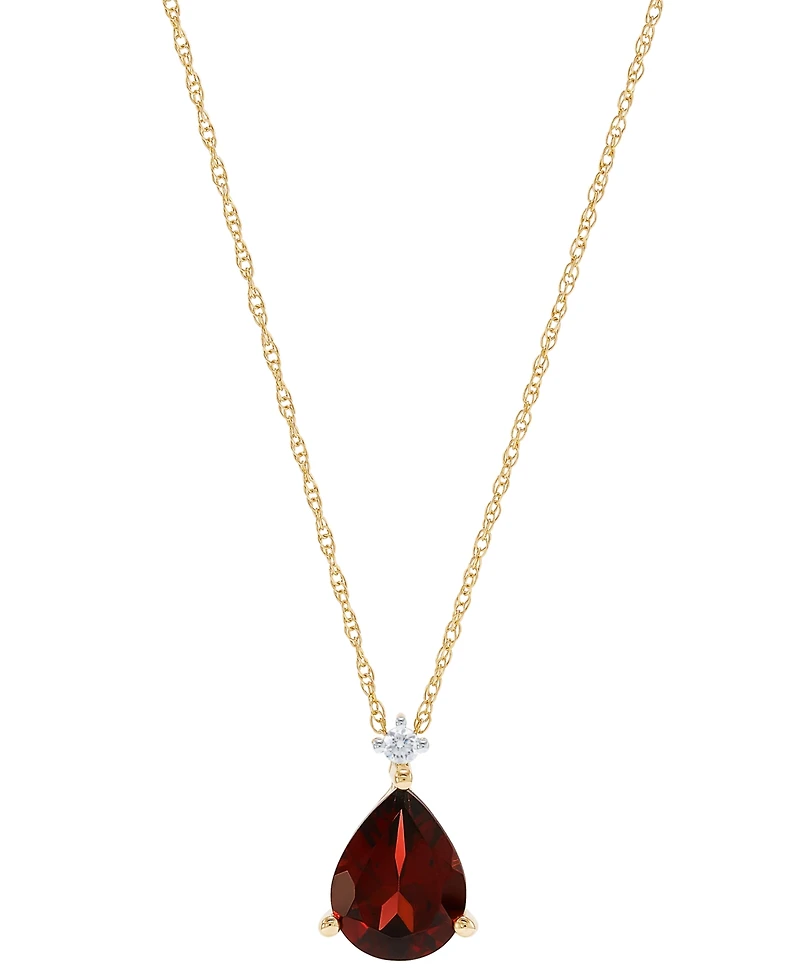 Garnet (1-3/4 ct. t.w.) & Diamond Accent 18" Pendant Necklace in 14k Gold