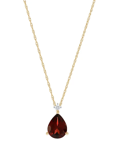 Garnet (1-3/4 ct. t.w.) & Diamond Accent 18" Pendant Necklace in 14k Gold