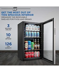 Ivation 126 Can Small Refrigerator & Beverage Cooler, Stainless Steel