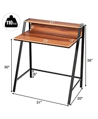 Costway 2 Tier Computer Desk Pc Laptop Table Study Writing