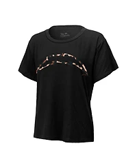 Women's Majestic Threads Justin Herbert Black Los Angeles Chargers Leopard Player Name and Number Tri-Blend T-shirt