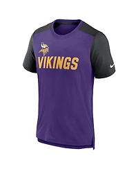 Men's Nike Heathered Purple, Black Minnesota Vikings Color Block Team Name T-shirt