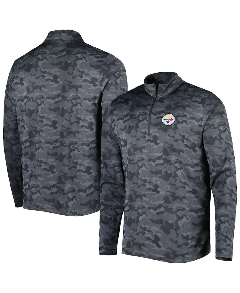 Men's Antigua Black Pittsburgh Steelers Brigade Quarter-Zip Sweatshirt