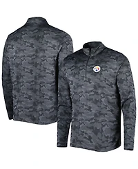 Men's Antigua Black Pittsburgh Steelers Brigade Quarter-Zip Sweatshirt