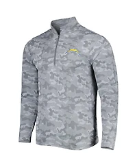 Men's Antigua Gray Los Angeles Chargers Brigade Quarter-Zip Sweatshirt