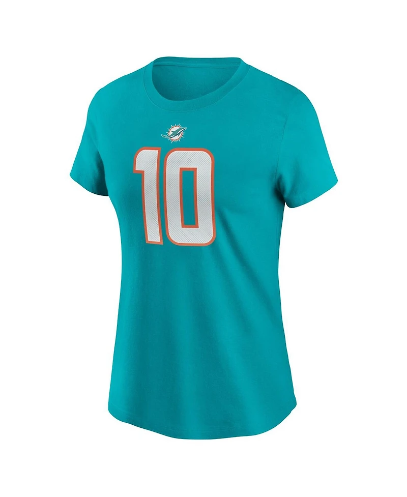 Women's Nike Tyreek Hill Aqua Miami Dolphins Player Name and Number T-shirt