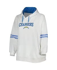 Women's Justin Herbert White, Powder Blue Los Angeles Chargers Plus Size Name and Number Pullover Hoodie