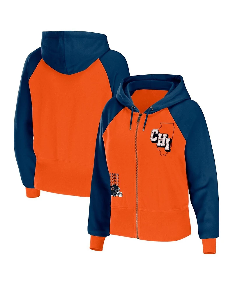 Women's Wear by Erin Andrews Orange Chicago Bears Colorblock Full-Zip Hoodie