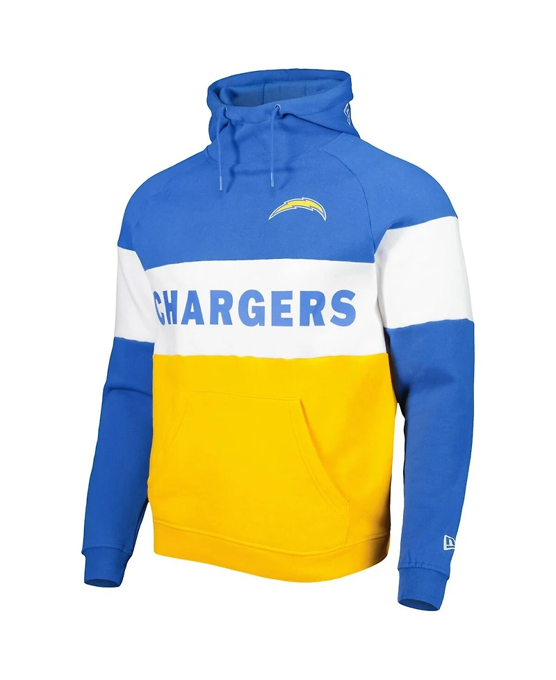 Men's New Era Gold Los Angeles Chargers Colorblock Current Pullover Hoodie