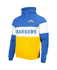 Men's New Era Gold Los Angeles Chargers Colorblock Current Pullover Hoodie