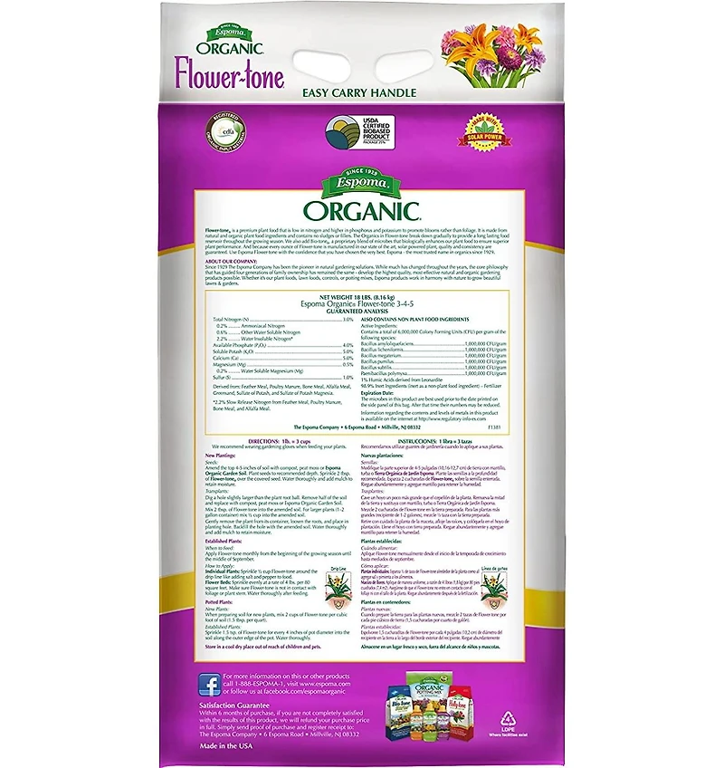 Espoma Organic Flower-Tone Bloom Booster - 18 Pounds