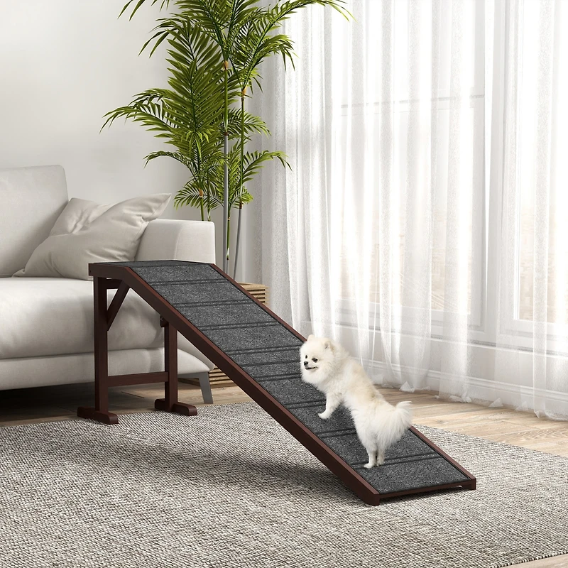 PawHut Foldable Pet Ramp for Dogs Non-slip Carpet Platform 74"L x 16"W x 25"H