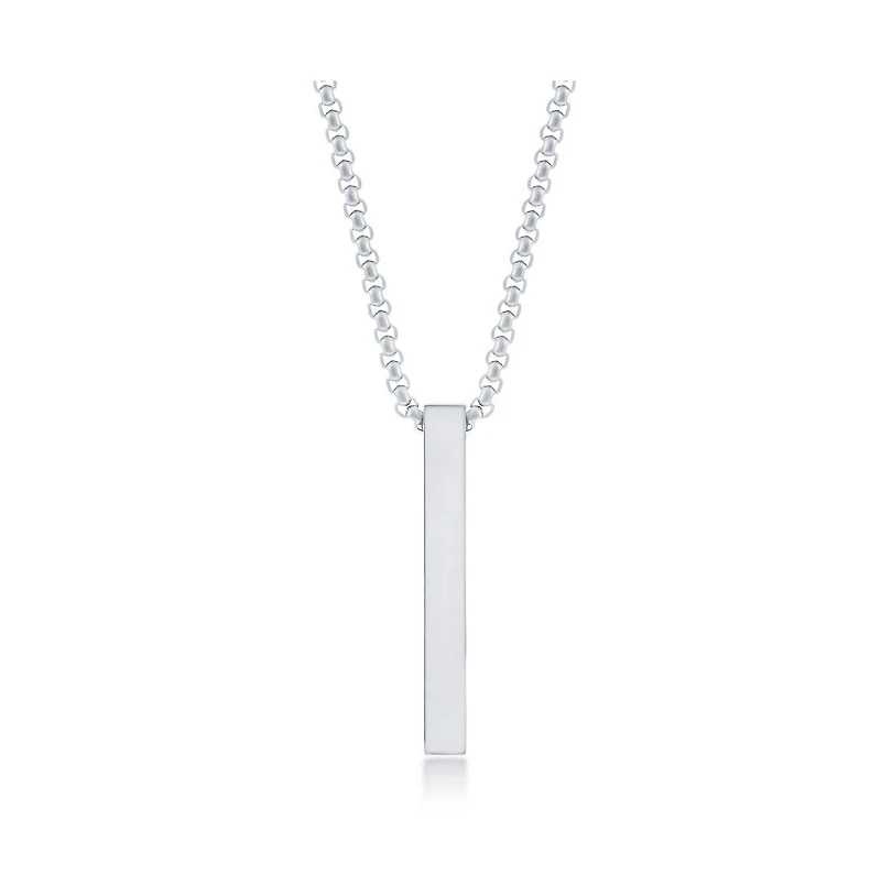 Mens Stainless Steel Vertical Bar Necklace