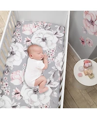 Lambs & Ivy Signature Botanical Baby Watercolor Floral Cotton Crib Sheet