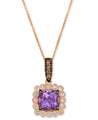 Le Vian Grape Amethyst (2-1/8 ct. t.w.) & Diamond (3/8 ct. t.w.) Halo Pendant Necklace in 14k Rose Gold, 18" + 2" extender