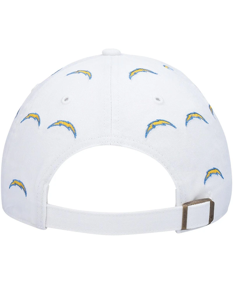 Women's '47 Brand White Los Angeles Chargers Team Confetti Clean Up Adjustable Hat