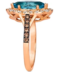 Le Vian Blue Topaz (1-3/4 ct. t.w.) & Diamond (1/2 ct. t.w.) Marquise Halo Ring in 14k Rose Gold
