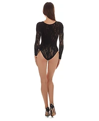 MeMoi Women's Flirty Floral Long Sleeve Seamless Bodysuit