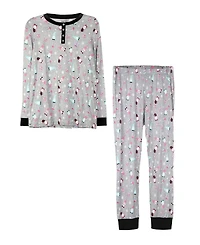 MeMoi Women's Holiday Gnomes Cotton Blend 2 Piece Pajama Set