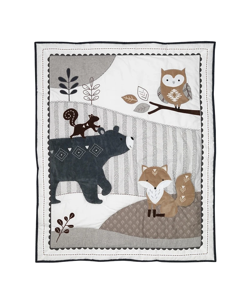 Lambs & Ivy Woodland Forest Animal Nursery 5-Piece Baby Crib Bedding Set - Gray