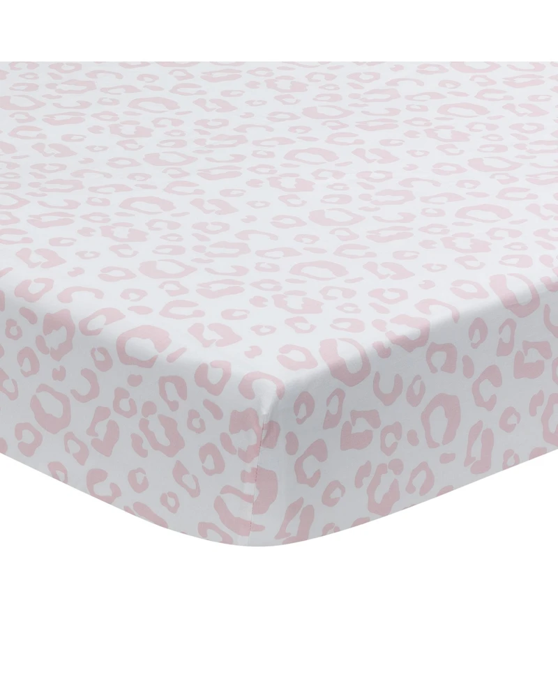 Lambs & Ivy Signature Pink/White Leopard Organic Cotton Fitted Crib Sheet