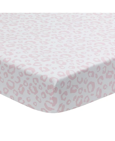 Lambs & Ivy Signature Pink/White Leopard Organic Cotton Fitted Crib Sheet