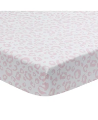 Lambs & Ivy Signature Pink/White Leopard Organic Cotton Fitted Crib Sheet