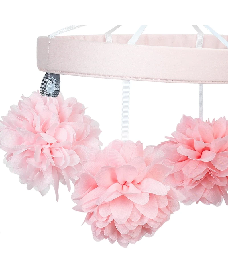 Lambs & Ivy Signature Botanical Baby Pink Floral Musical Baby Crib Mobile