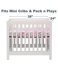 Bedtime Originals Blossom Pink/Gray Watercolor Floral Baby Fitted Mini Crib Sheet